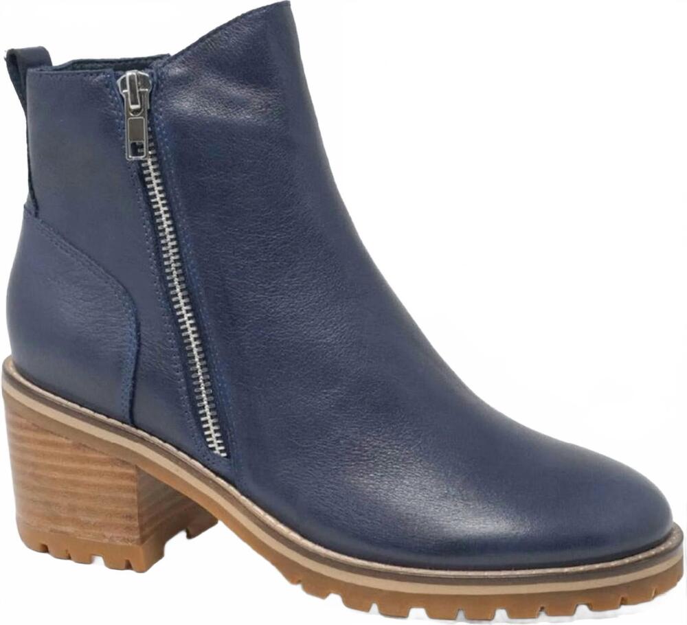 NEW DJANGO & JULIETTE women's birdi ankle boot in navy leather